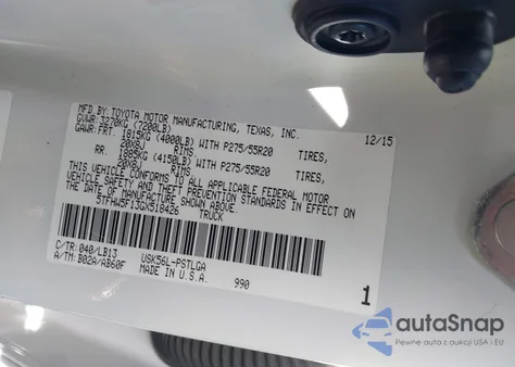 2016 Toyota Tundra Limited 5.7L V8 из США, поврежденный, VIN 5TFHW5F13GX518426